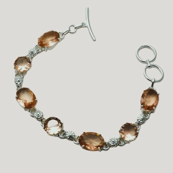 Morganite Gemstone Sterling Silver Bracelet  15 Gms - Picture 1 of 1